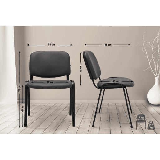Silla de Conferencia KEN Simil cuero Gris 53X53X83 cm