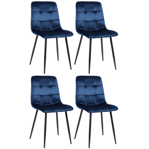 Lote de 4 sillas de comedor Tilde Terciopelo Azul 55X45X84 cm