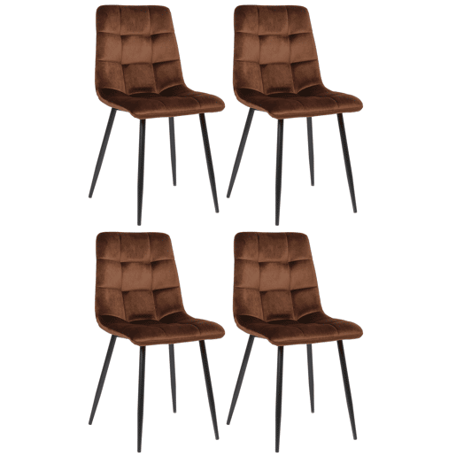Lote de 4 sillas de comedor Tilde Terciopelo Marrón 55X45X84 cm