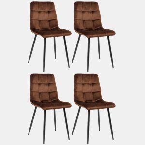 Lote de 4 sillas de comedor Tilde Terciopelo Marrón 55X45X84 cm