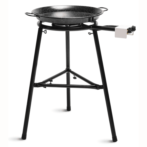 Briebe MEDIUM Set Paella Queimador Duplo a gás 40-20cm + Panela de Paella 46cm + Suporte Robusto 3 Pernas, , Preto