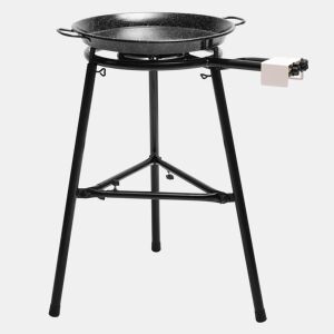 Briebe MEDIUM Set Paella Queimador Duplo a gás 40-20cm + Panela de Paella 46cm + Suporte Robusto 3 Pernas, , Preto