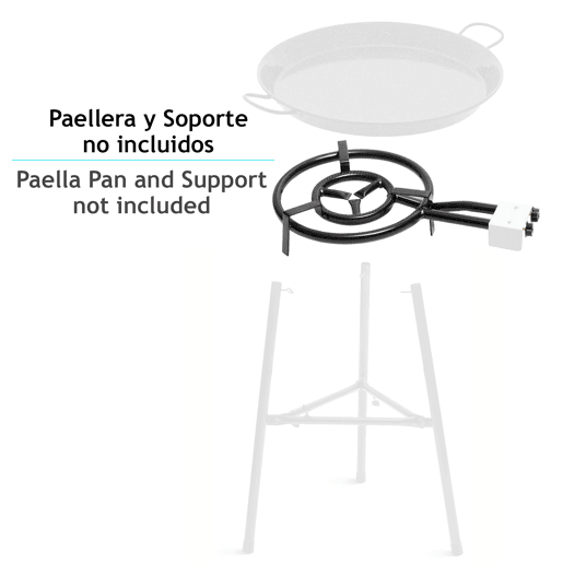 Briebe MOD400 Paellero Duplo Aro 35-15cm, Queimador de Gás Butano, Adequado para Panela de Paella de 24 a 50 cm Ø, , Preto