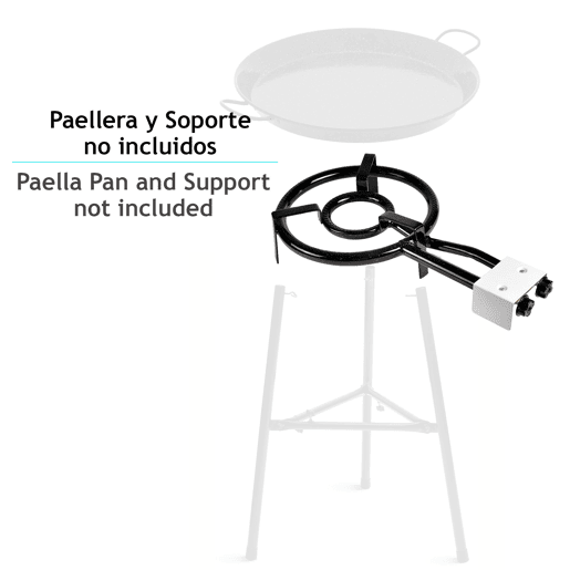 Briebe MOD350 Paellero Duplo Aro 35-15cm, Queimador de Gás Butano, Adequado para Panela de Paella de 24 a 50 cm Ø, , Preto