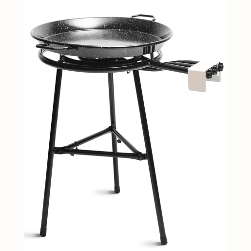 Briebe JUMBO Set Paella Queimador Triplo a gás 60-40-20 cm + Panela de Paella 65 cm + Suporte Robusto 3 Pernas, , Preto