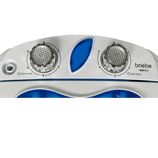 Briebe WM1111 Mini Máquina de Lavar Roupa Portátil com Centrifugadora, Ideal para Campismo Capacidade 3Kg, 150, Branco azul