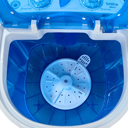 Briebe WM1111 Mini Máquina de Lavar Roupa Portátil com Centrifugadora, Ideal para Campismo Capacidade 3Kg, 150, Branco azul