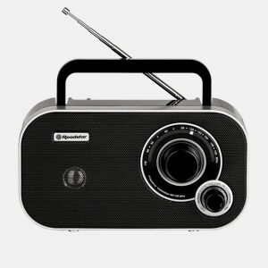 Roadstar TRA-2235BK Rádio Portátil FM Analógico, Alimentação por Rede  Bateria, Tomada para Auscultadores, Pequeno, , Preto