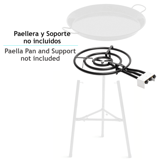 Briebe MOD600 Paellero Triplo Aro 60-40-20cm, Queimador de Gás Butano, Adequado para Panela de Paella de 30 a 90 cm Ø, , Preto