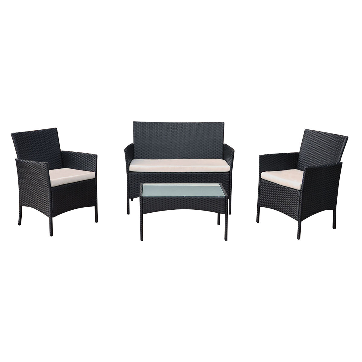 Conjunto de muebles de jardín corfou 4 pl. resina trenzada, cojines