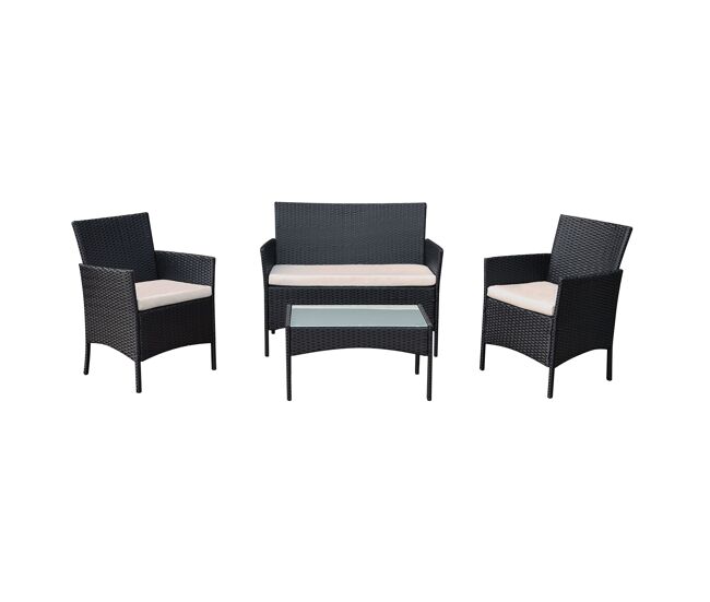Conjunto de muebles de jardín corfou 4 pl. resina trenzada, cojines