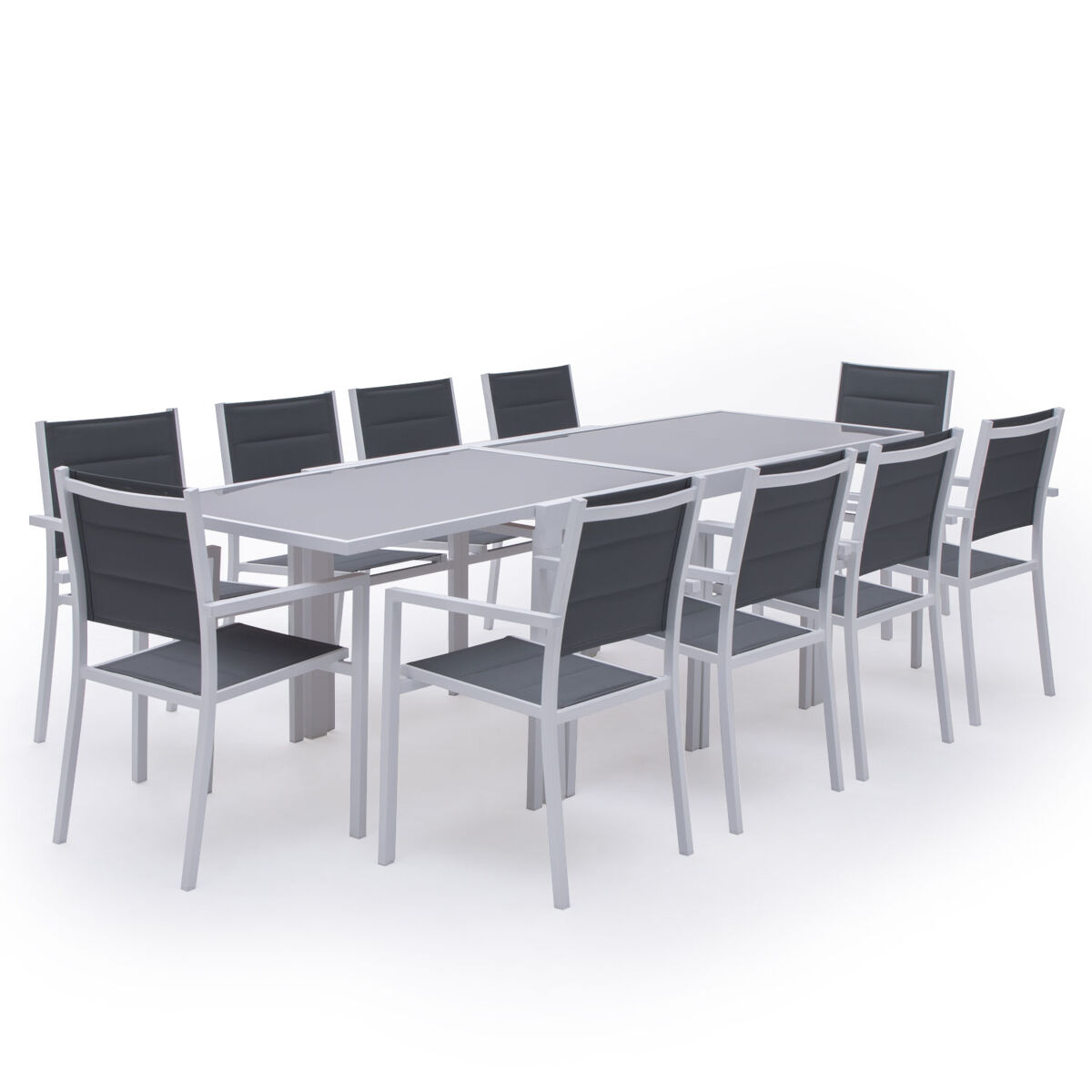 Conjunto de muebles de jardín lampedusa 10 plazas, textileno y aluminio