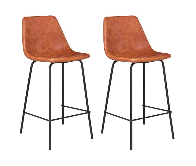Juego de 2 taburetes de bar lucien vintage color cognac