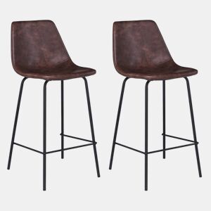 Conjunto de 2 bancos de bar vintage LUCIEN cor Marrom