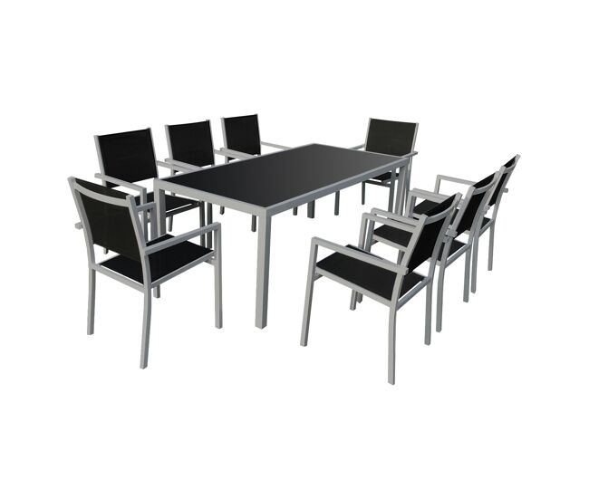 Conjunto de muebles de jardín bari de 8 plazas, textileno y aluminio