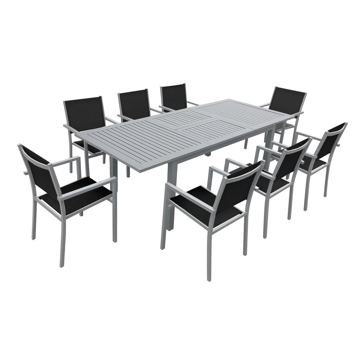 Conjunto de muebles de jardín capri 8 plazas en textileno y aluminio