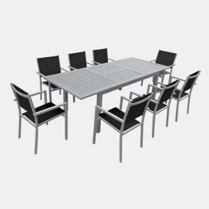Conjunto de mobiliário de jardim CAPRI 8 lugares em textilene e alumínio