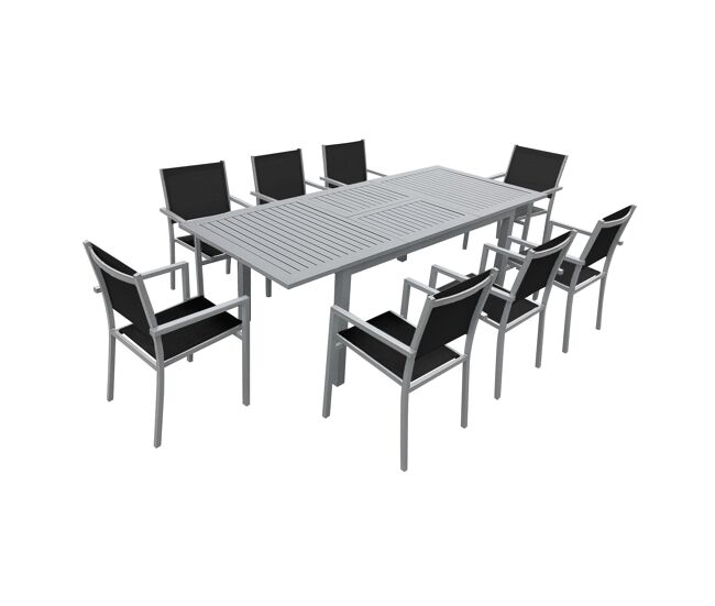 Conjunto de muebles de jardín capri 8 plazas en textileno y aluminio