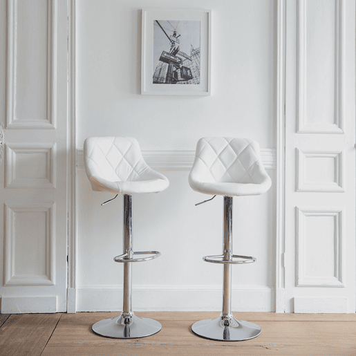 Conjunto de 2 bancos de bar JASPER Branco Conjunto de 2 bancos de bar JASPER Branco