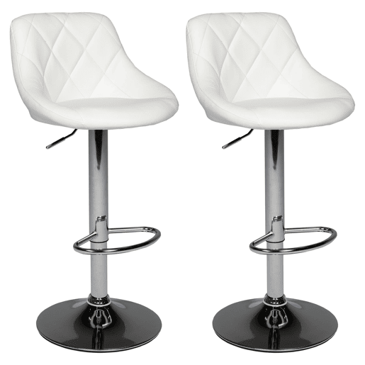Conjunto de 2 bancos de bar JASPER Branco Conjunto de 2 bancos de bar JASPER Branco