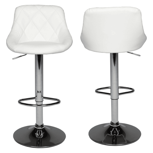 Conjunto de 2 bancos de bar JASPER Branco Conjunto de 2 bancos de bar JASPER Branco