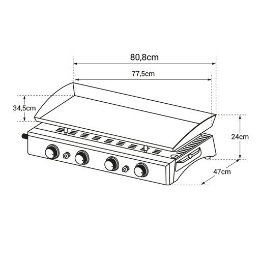 Plancha a gás VALENCIA - 4 queimadores 10kW