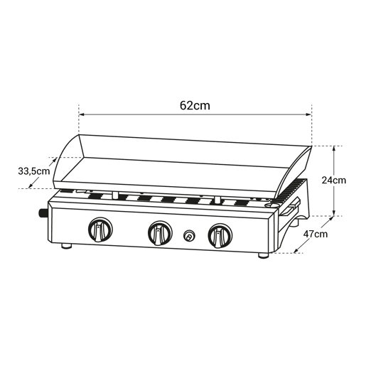Plancha a gás SÉVILLE - 3 queimadores 7,5kW