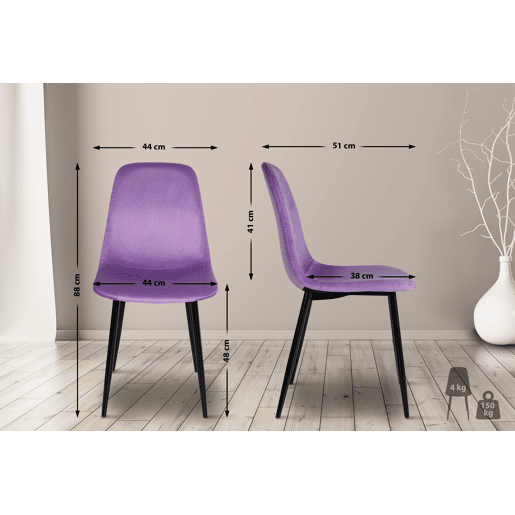 Silla de comedor Napier Terciopelo Lila 51X44X88 cm