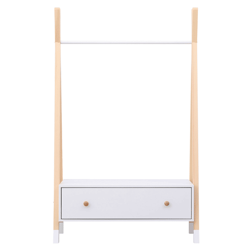 Bengaleiro branco e de madeira com gaveta para crianças LOU 80×40×130 cm Bengaleiro branco e de madeira com gaveta para crianças LOU 80×40×130 cm