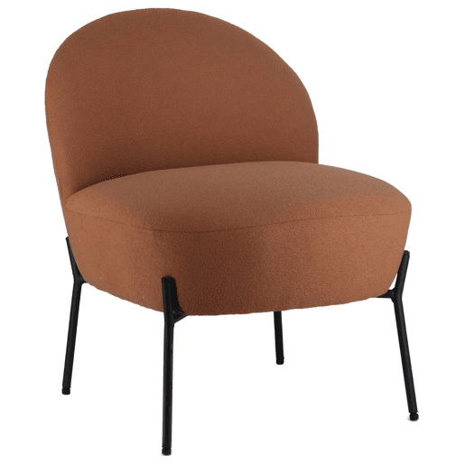 Cadeira de braços HELMI em tecido bouclé ferrugem 64x55x69,5 cm