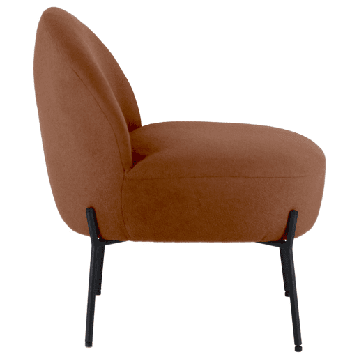 Cadeira de braços HELMI em tecido bouclé ferrugem 64x55x69,5 cm