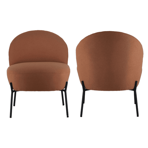 Cadeira de braços HELMI em tecido bouclé ferrugem 64x55x69,5 cm