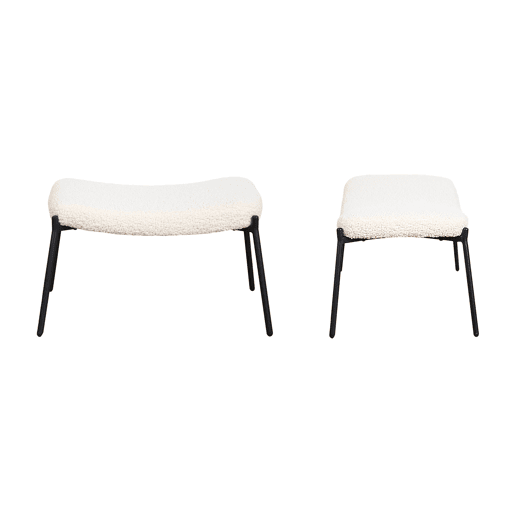Cadeirão em tecido bouclette bege com apoio para os pés EIRA 79x72 x98cm