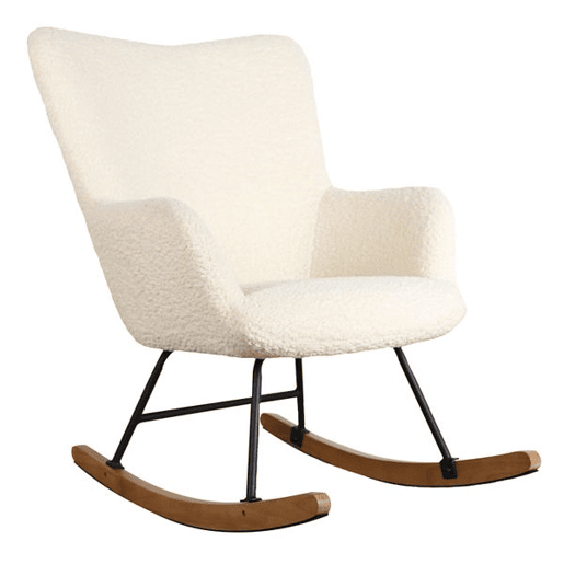 KAIRA cadeira de baloiço em tecido bouclette bege 93x72x98cm 93x72x98cm