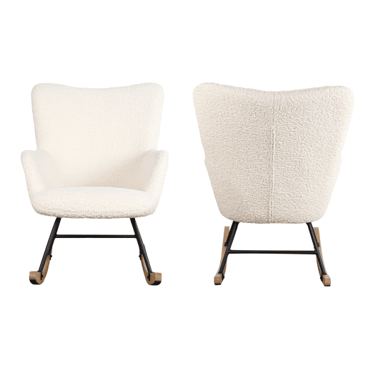 KAIRA cadeira de baloiço em tecido bouclette bege 93x72x98cm 93x72x98cm