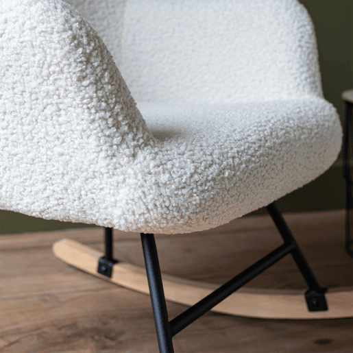 KAIRA cadeira de baloiço em tecido bouclette bege 93x72x98cm 93x72x98cm