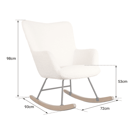 KAIRA cadeira de baloiço em tecido bouclette bege 93x72x98cm 93x72x98cm