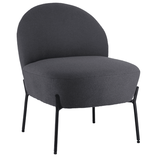 Cadeirão HELMI em tecido bouclé cinzento 64x55x69,5 cm