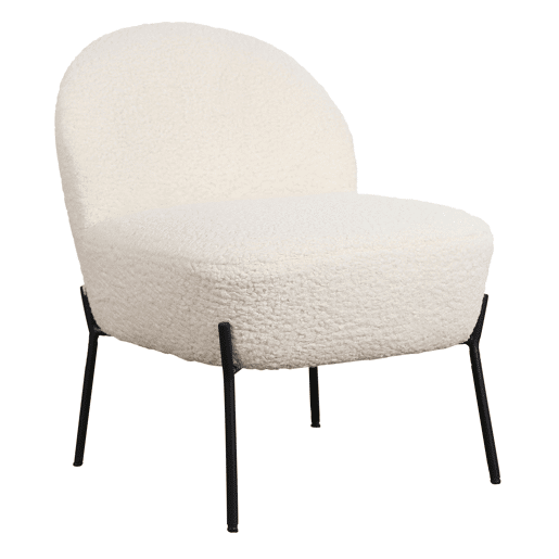 Cadeirão HELMI em tecido bouclé bege 64x55x69,5 cm