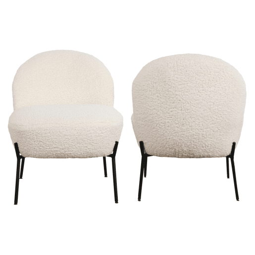 Cadeirão HELMI em tecido bouclé bege 64x55x69,5 cm