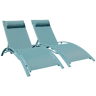 Conjunto de 2 espreguiçadeiras GALAPAGOS em textilene e alumínio azul