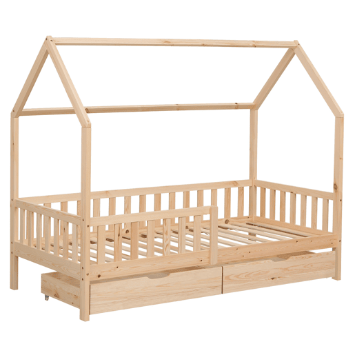 Cabina-cama para crianças MARCEAU em madeira natural com gavetas 197x98x162 cm