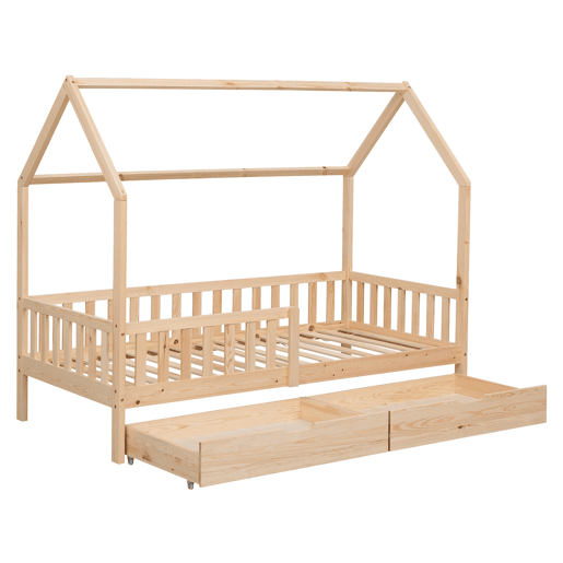 Cabina-cama para crianças MARCEAU em madeira natural com gavetas 197x98x162 cm