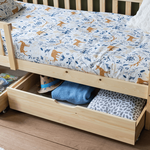 Cabina-cama para crianças MARCEAU em madeira natural com gavetas 197x98x162 cm