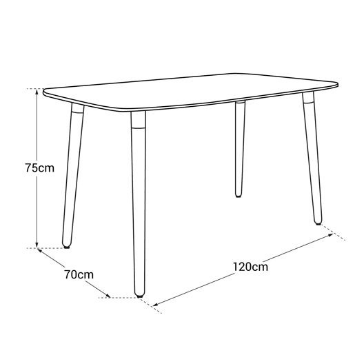Mesa retangular em MDF PIA branco 120x70x75cm