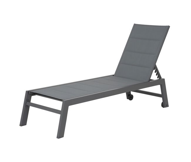 Tumbona barbados de textileno y aluminio gris
