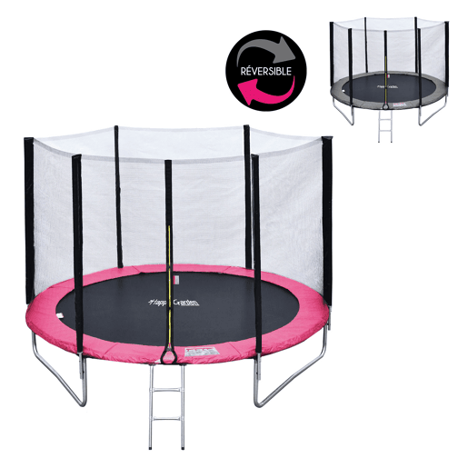 Trampolim reversível CAIRNS com acessórios cinzento rosa reversível