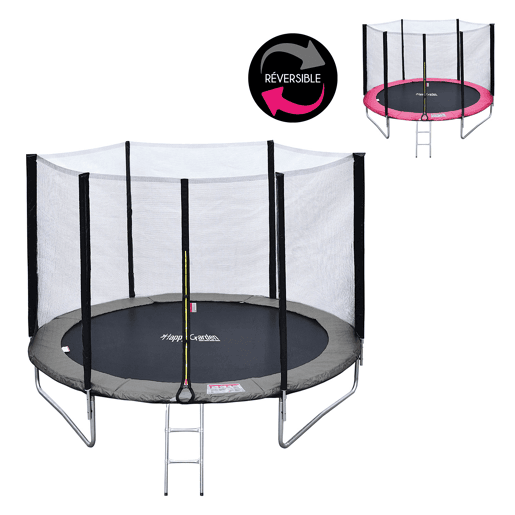 Trampolim reversível CAIRNS com acessórios cinzento reversível rosa
