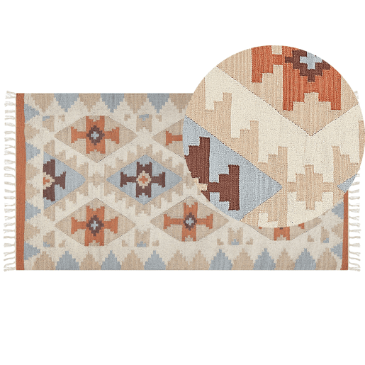 Tapete DILIJAN Multicolor 80 x 150 cm Algodão Kilim