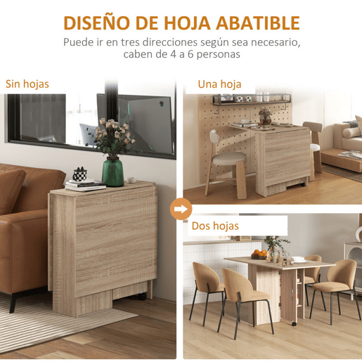 HOMCOM Mesa de Sala de Jantar Dobrável Mesa de Madeira com 2 Prateleiras de Armazenamento e Rodas para Cozinha 75x140x74 cm Madeira